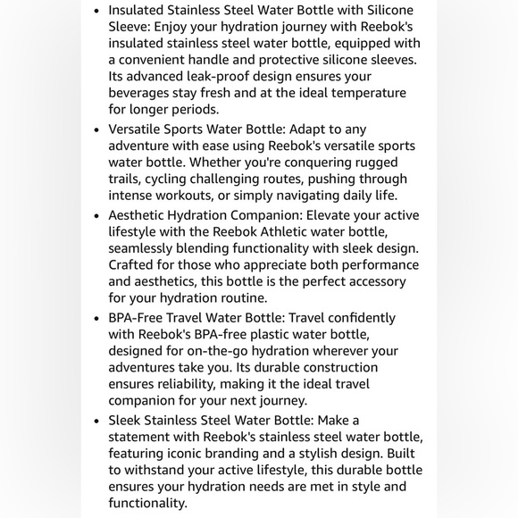 Reebok Stainless Steel Wide Mouth Water Bottle With Flex Cap - 40 oz - Picture 3 of 13